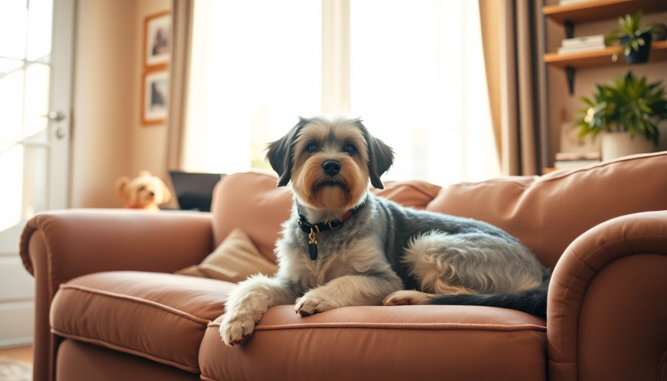 Pamper your pet with love and care, showcasing a dog joyfully relaxing in a cozy space.