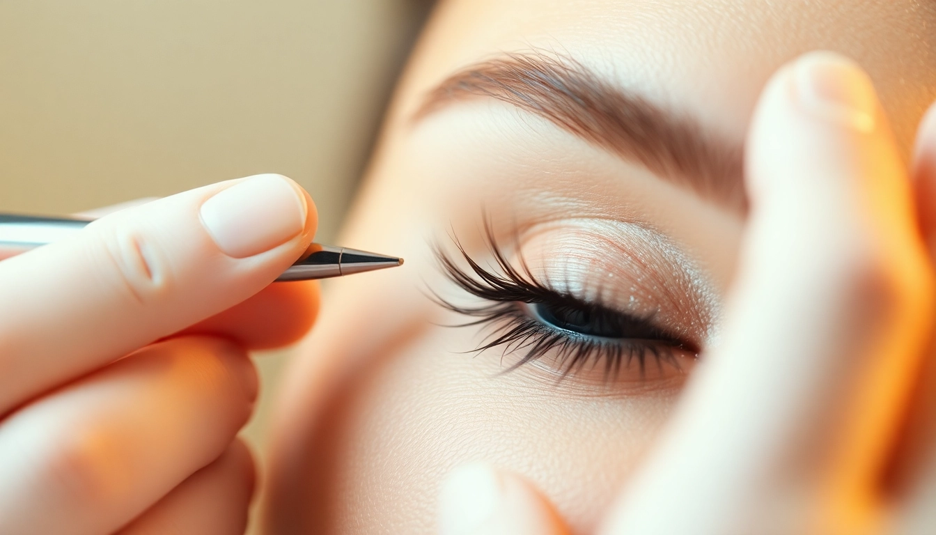 Experienced technician applying Roundrock Lash Extensions for a natural and glamorous finish.