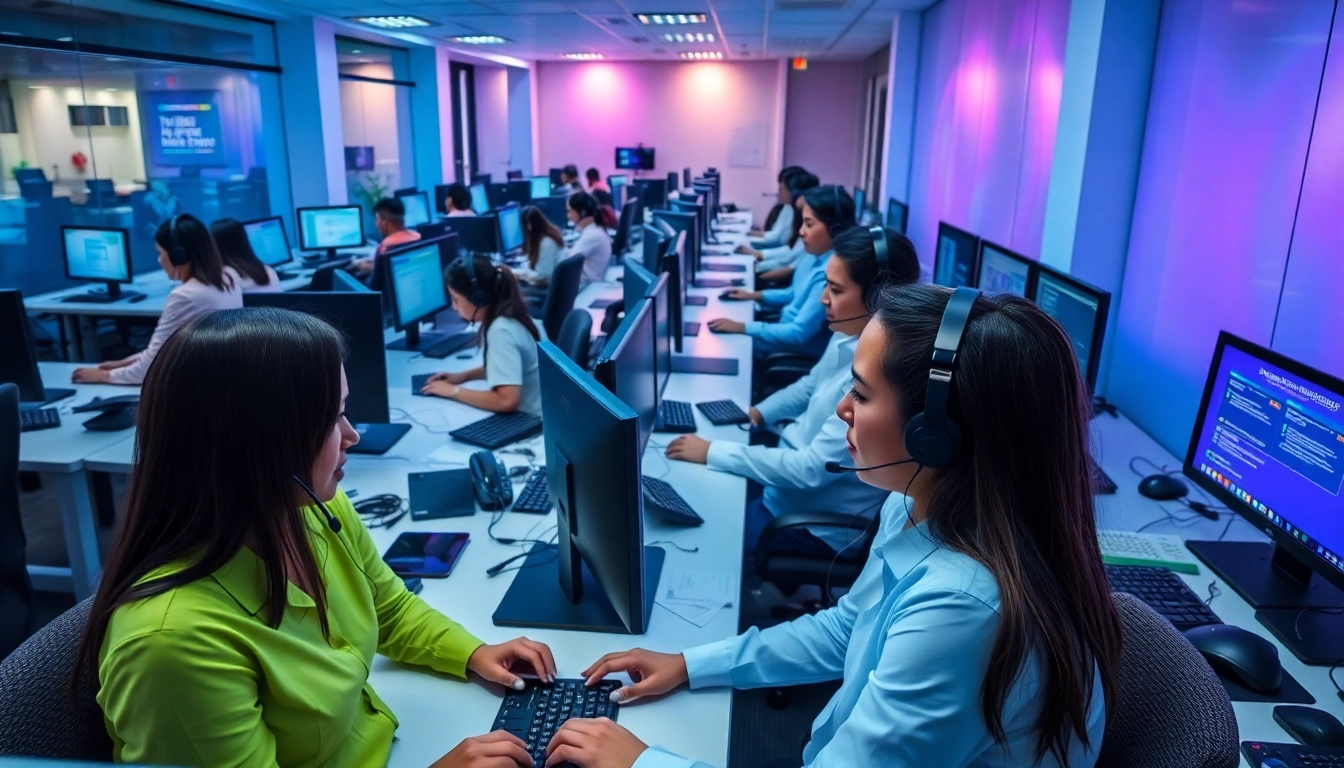 Showcasing call centers in Tijuana, Mexico, featuring engaged professionals in a modern workspace.