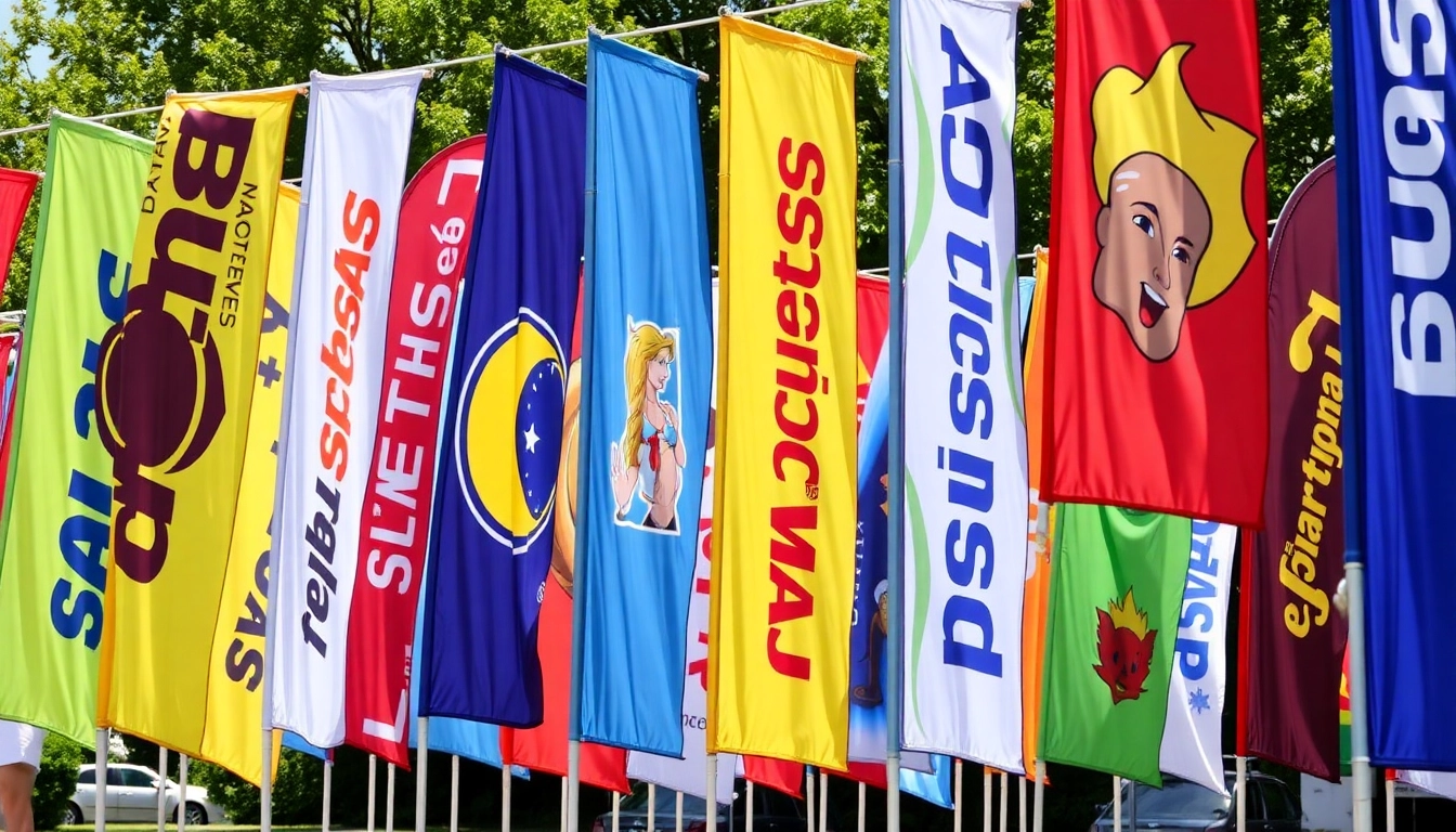 Showcase custom flags Ireland with diverse designs fluttering in the wind, highlighting vibrant colors and textures.