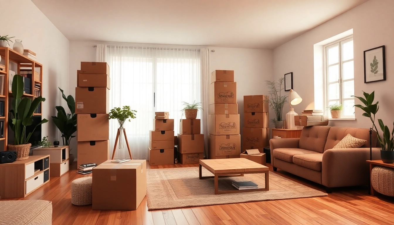 Efficient home removals in West Yorkshire with organized moving boxes and a cozy setup.