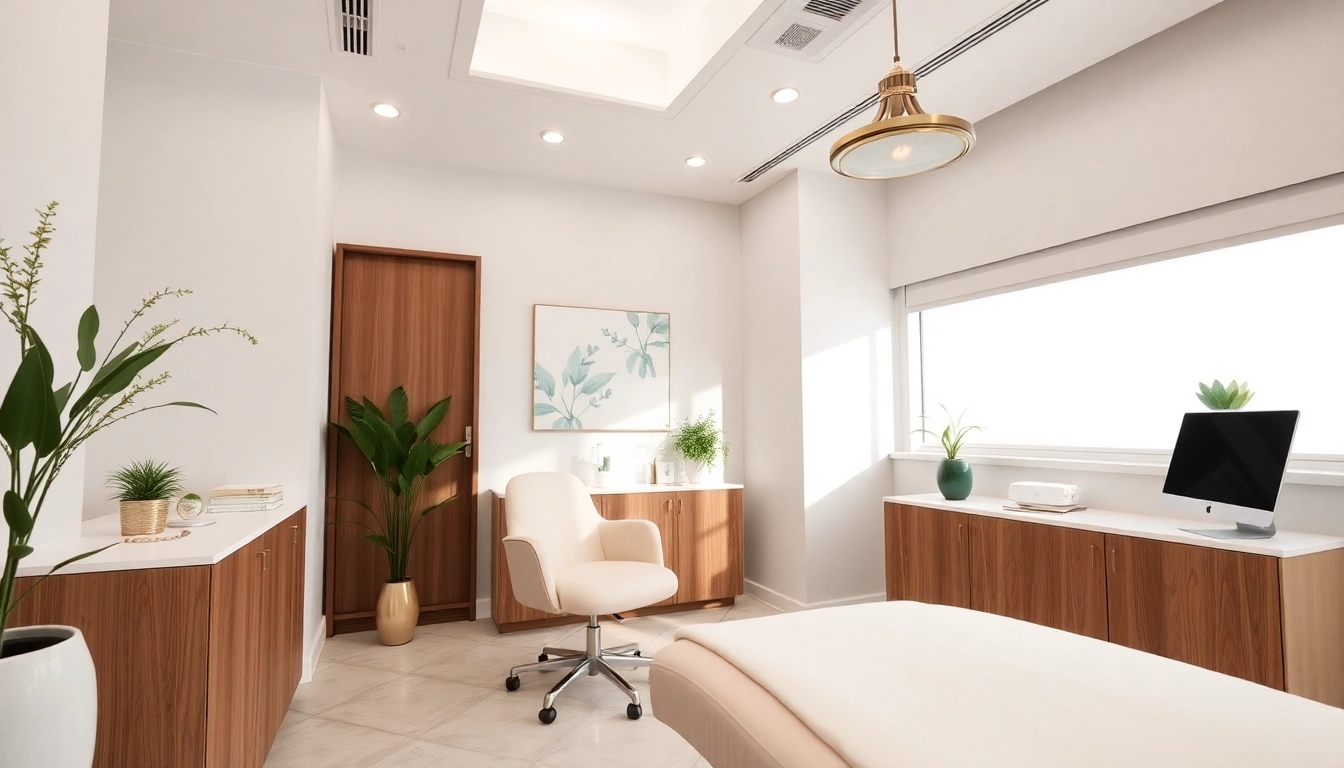 Behandlung in einer modernen Klinik zur Hautverjüngung, umgeben von eleganten Details und beruhigender Atmosphäre.