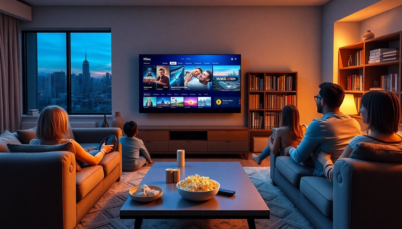 Experience a no credit card IPTV trial with a cozy family movie night setting.