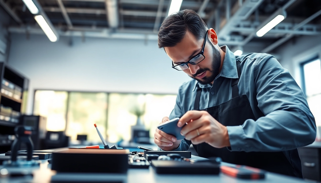 Servizio di Torino riparazione cellulari: Tecnico esperto in azione mentre ripara uno smartphone.