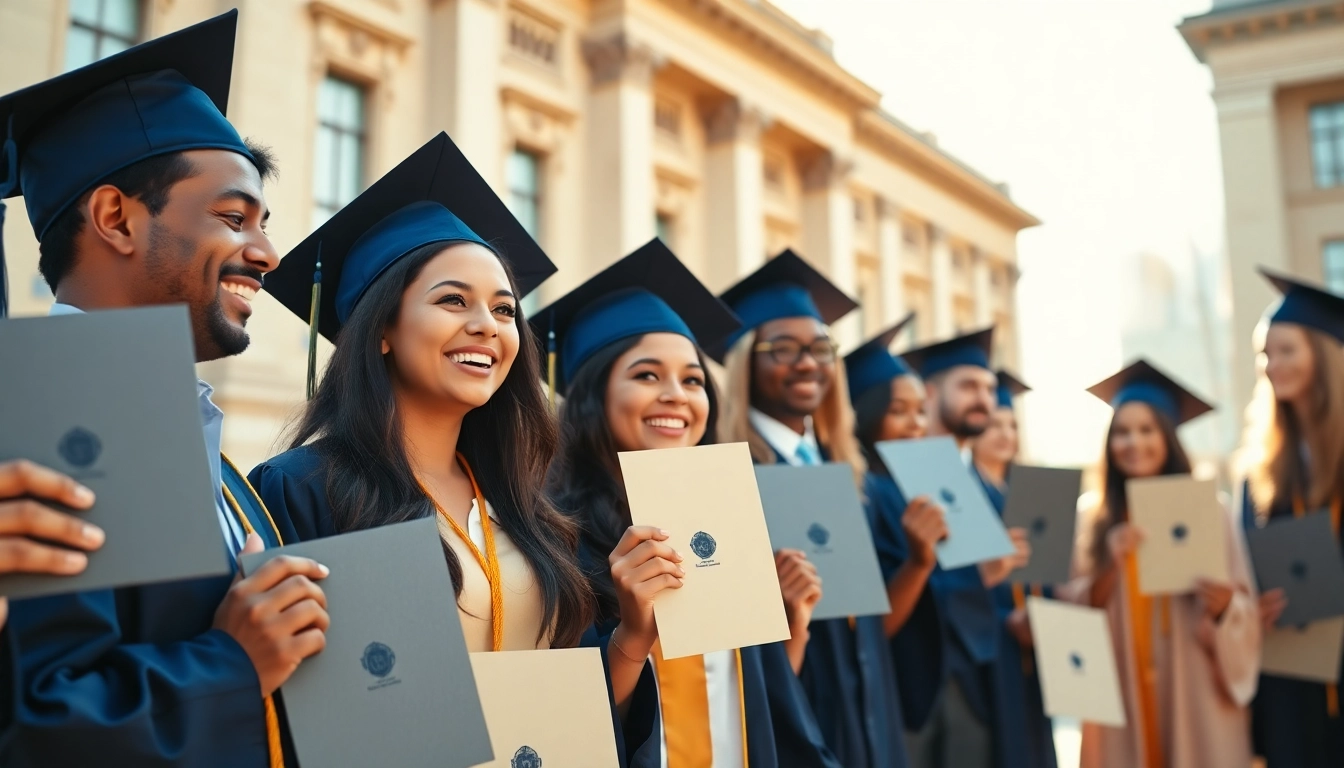 Celebrate with an original university degree UK among delighted graduates outside their university.