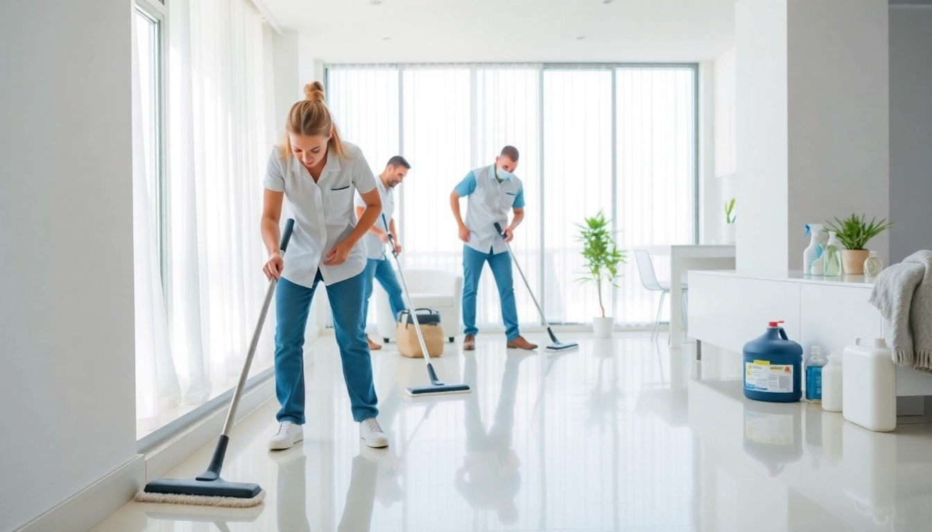 Professional bond cleaning service in Brisbane apartment, showcasing efficient cleaners at work