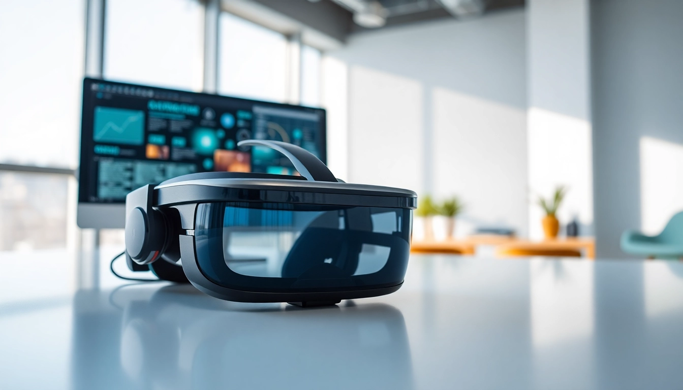 Buy Vision Pro headset showcasing premium design in a sleek workspace setup.