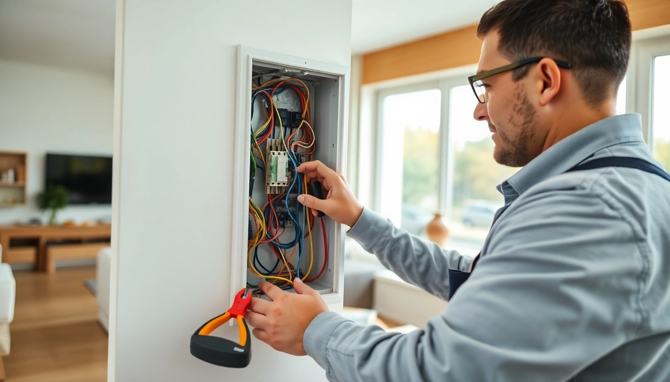 Electrician upgrading an electrical panel, showcasing the importance of an Electrical Panel Upgrade.