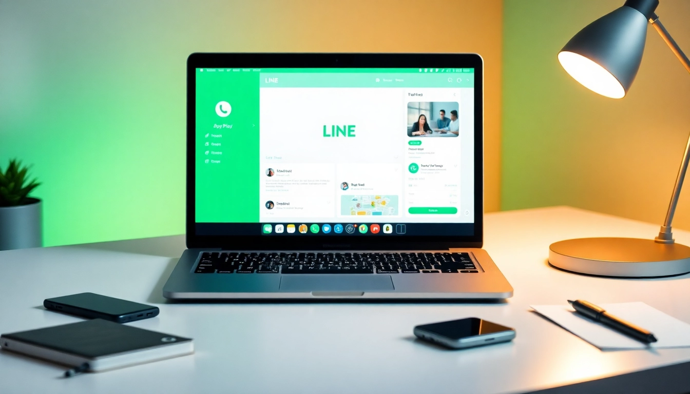 Download the line電腦版官方下載 interface on a sleek laptop, showcasing its user-friendly design.