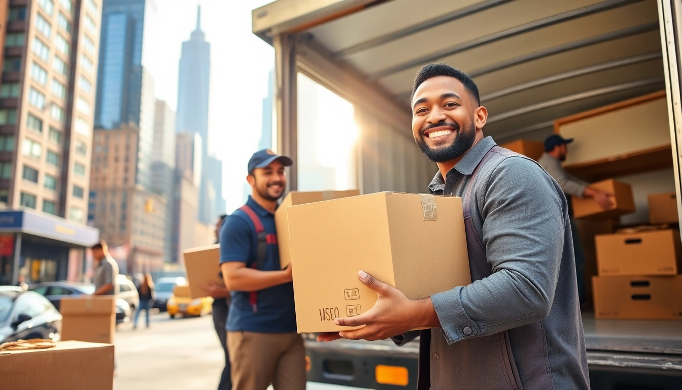 Moving company nyc team efficiently packing and moving items in New York City.
