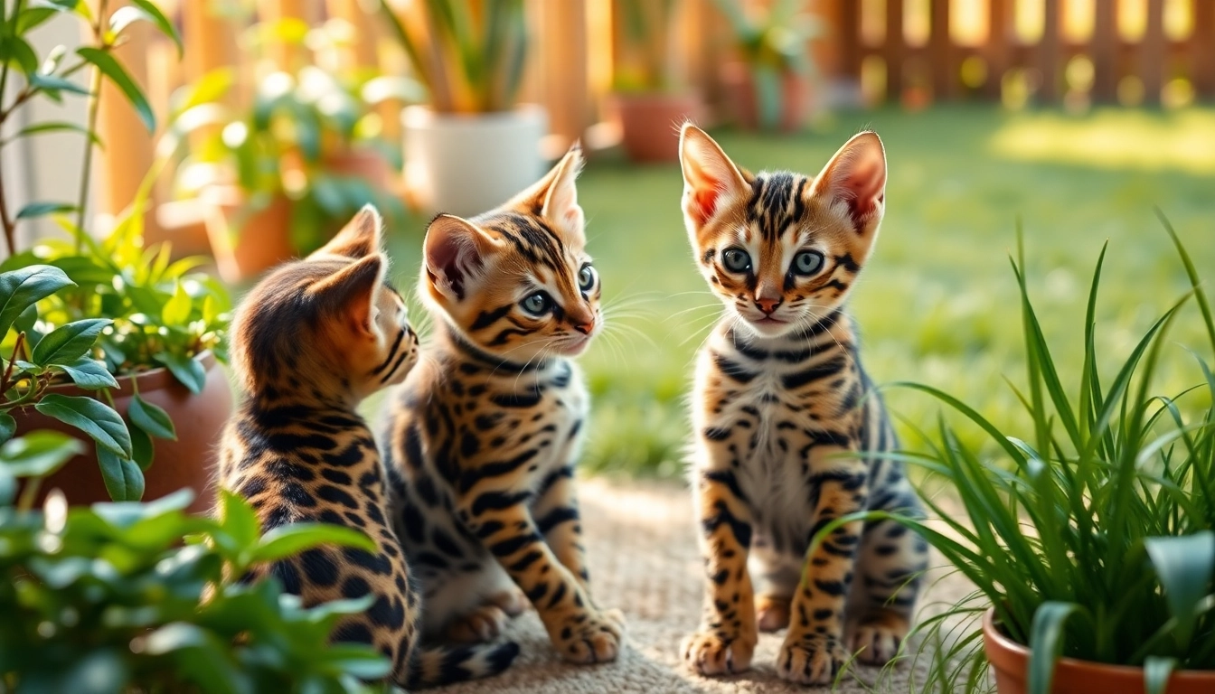 Engaging Bengal Breeders Orange County showcasing playful kittens in a sunny cattery.