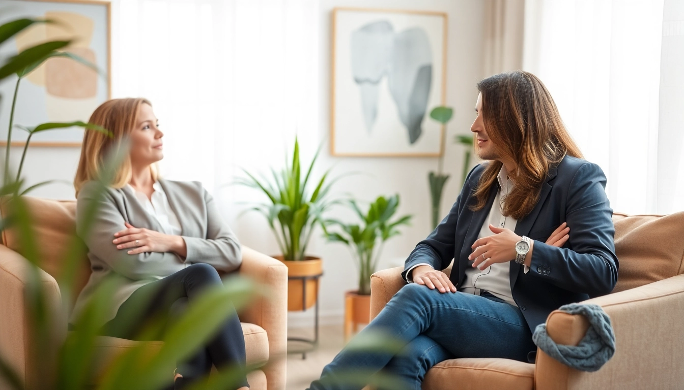 Therapist guiding patient in a calming room, assisting with dealing with anxiety.