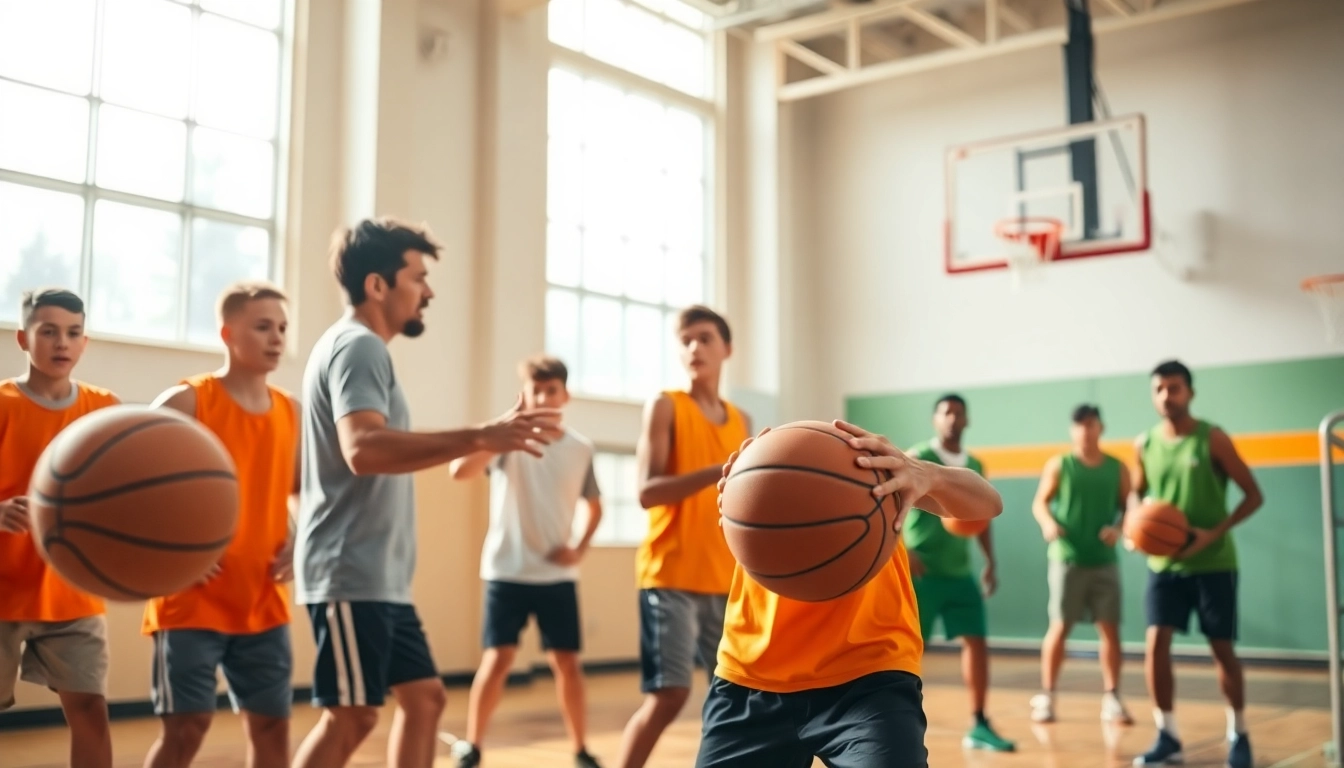 Engage in basketball training programs near me with youth players enhancing their skills in a vibrant gym.
