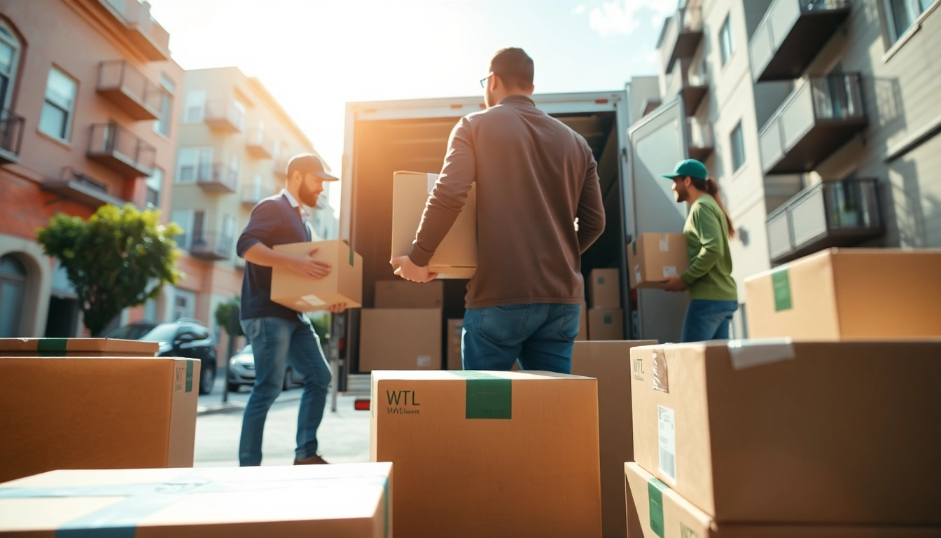 Efficient moving process showcased on https://bennettsmoving.com/ with professional team packing and loading boxes.