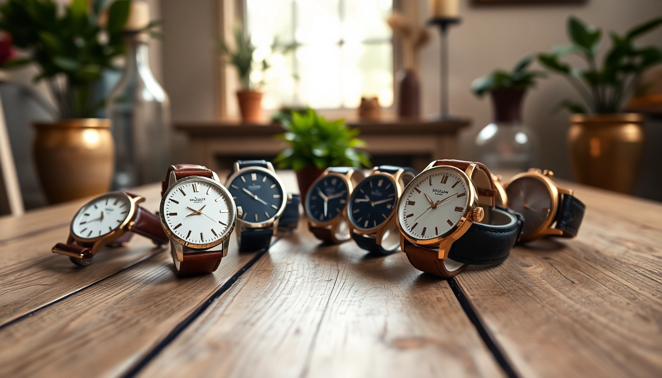 Elegante Damen Armbanduhren auf einem Holztisch betonen Stil und Qualität.