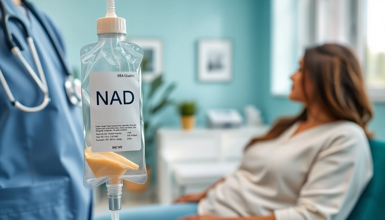 NAD IV therapy side effects depicted in a medical setting with a professional administering treatment.