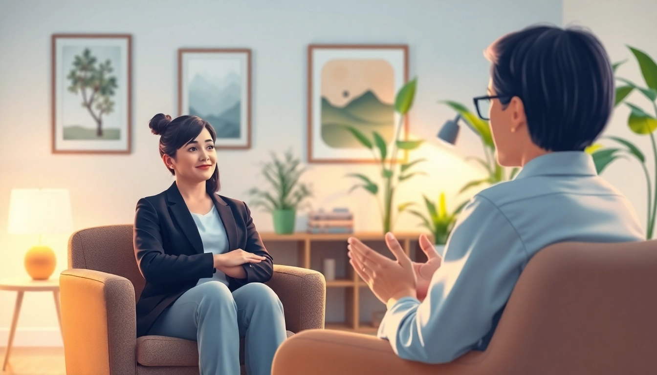 Engaging therapy session focusing on dealing with depression in a calming environment.
