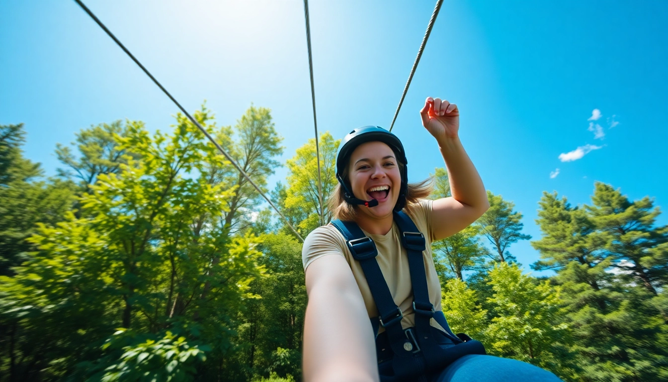 Experience the thrill of ZIP WIRE KITS with vibrant forest backdrop and dynamic motion.