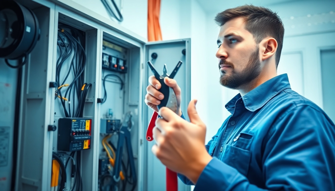 Inspecting an electrical panel Clearwater with care and expertise by a professional electrician.