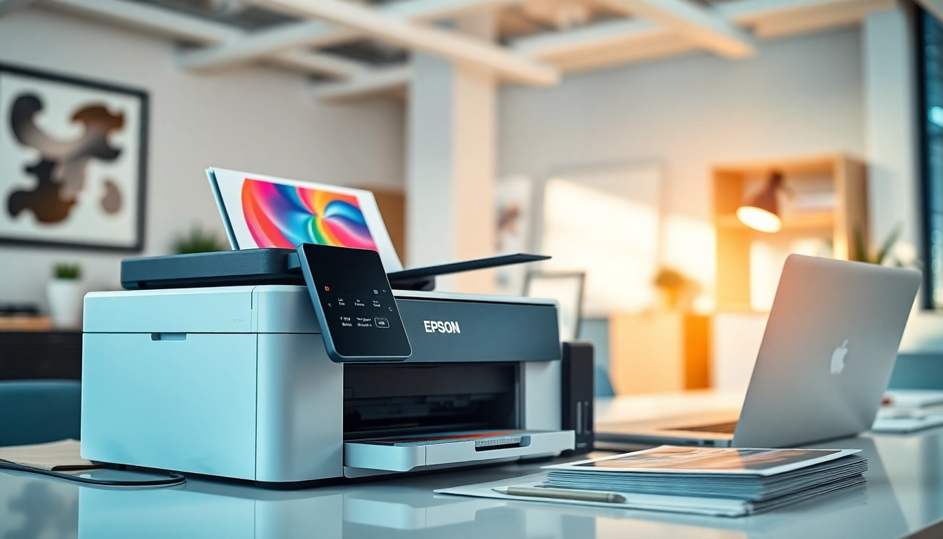 Epson printer efficiently printing documents in a modern office environment