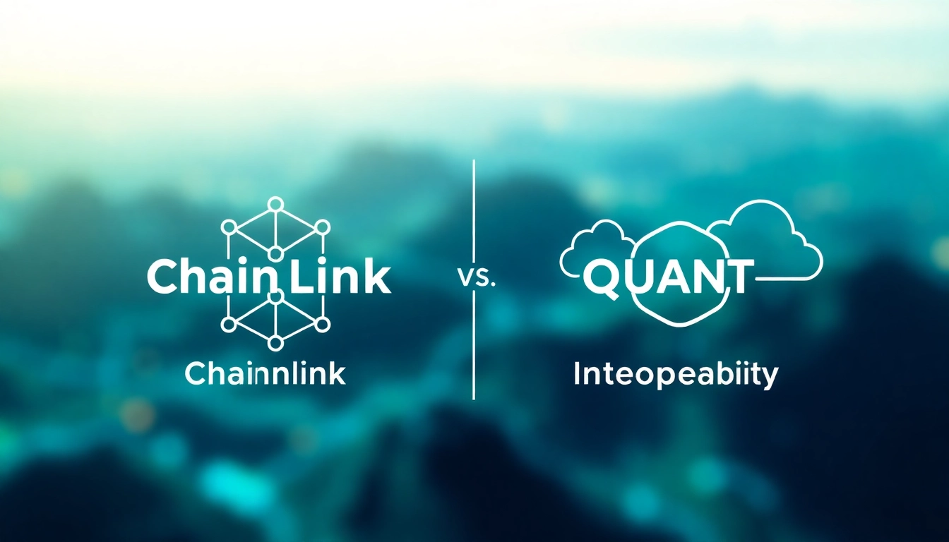Compare chainlink vs quant with a visual representation of their blockchain technologies