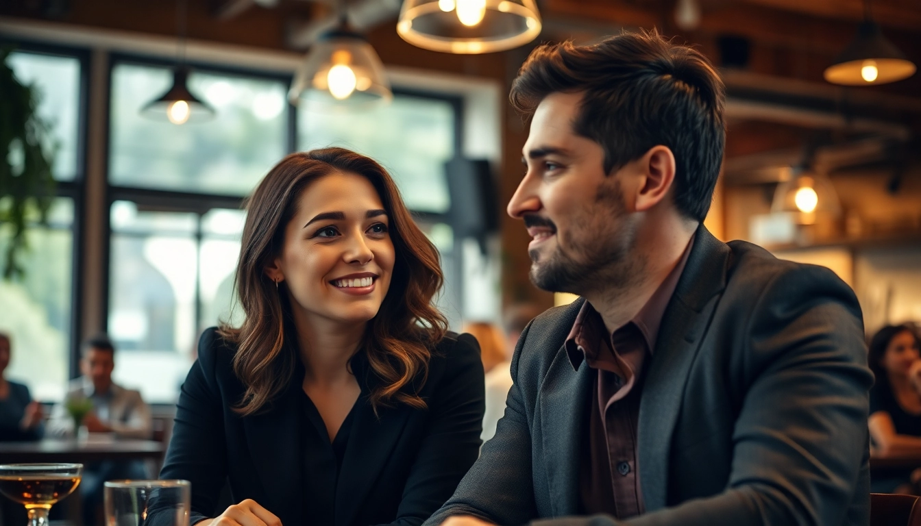 Couple demonstrating effective communication in relationships while conversing in a café.
