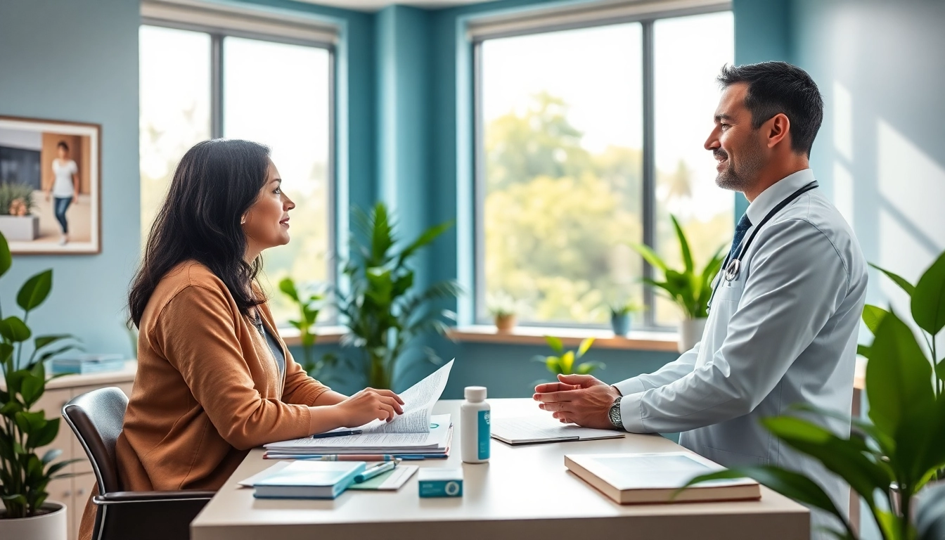 Consultation scene at a weight loss clinic las vegas nv with a physician and patient.