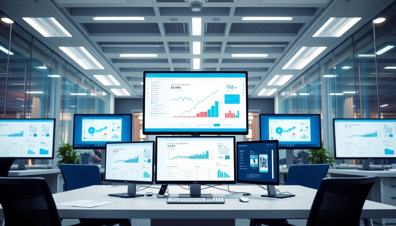 Skai omnichannel marketing platform in een moderne kantooromgeving met tech-elementen.