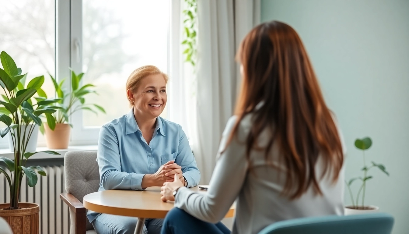 Therapist engaging in a supportive conversation while dealing with depression with a client.