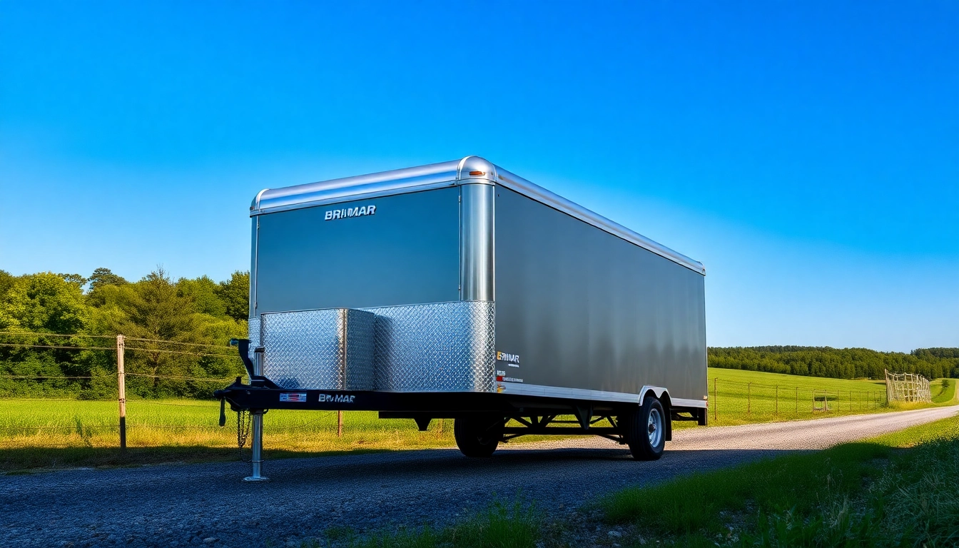 Bri-mar trailers for sale near me displayed in a scenic rural setting.